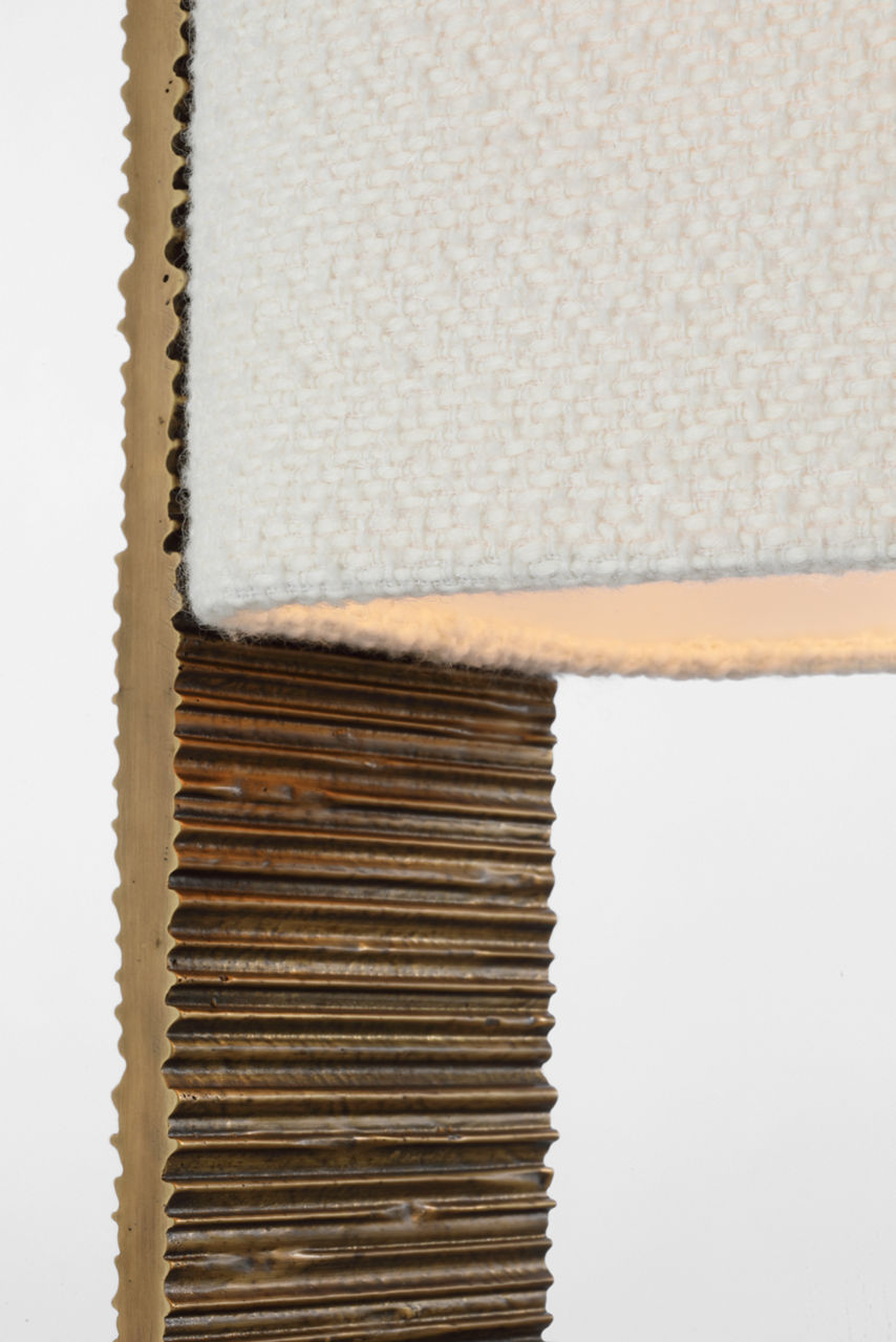 Fumar 34" Statement Table Lamp | Ridged Tombac | BouclÃ© Shade