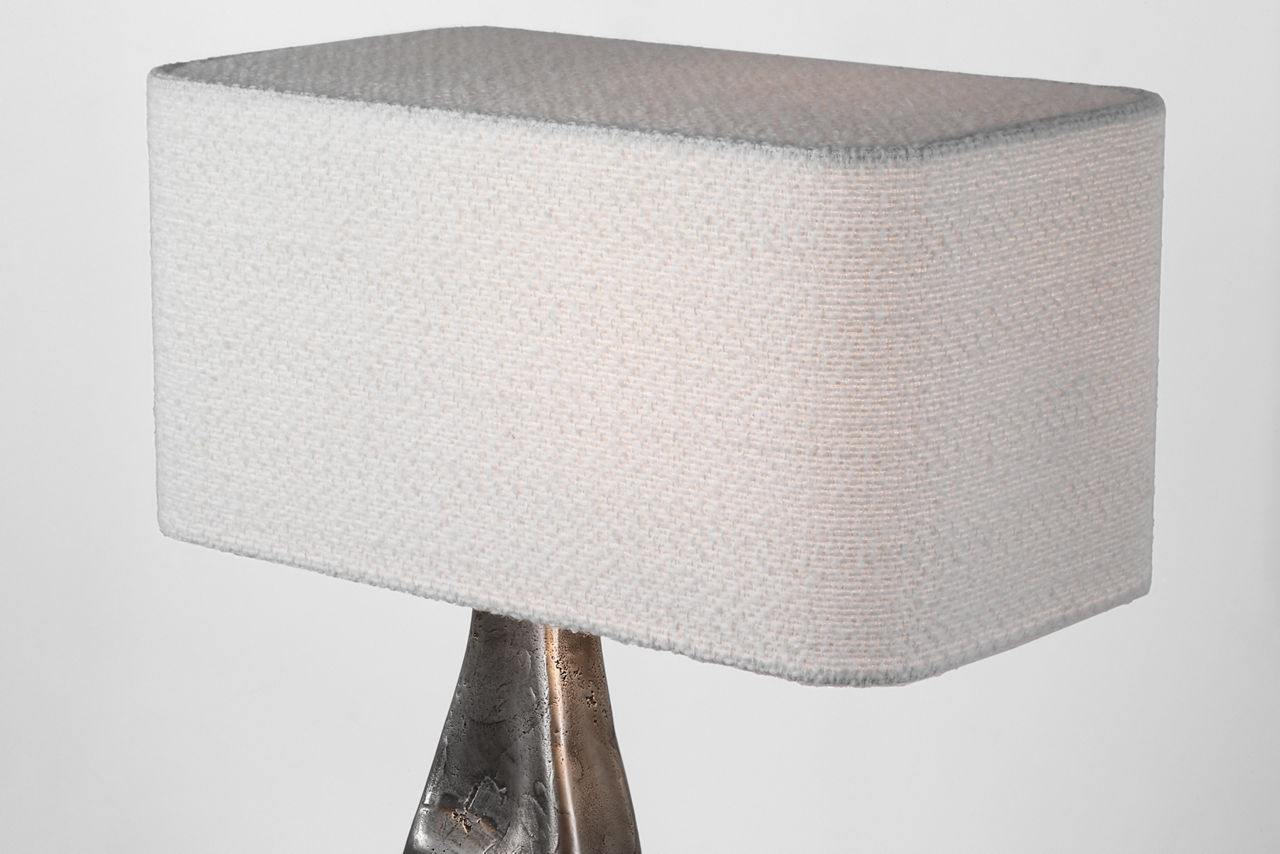 Terra-Forma 23" Left Table Lamp | Museum Pewter | Boucle Shade