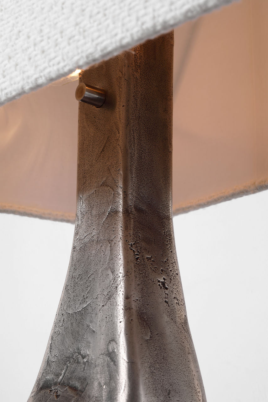 Terra-Forma 23" Left Table Lamp | Museum Pewter | Boucle Shade