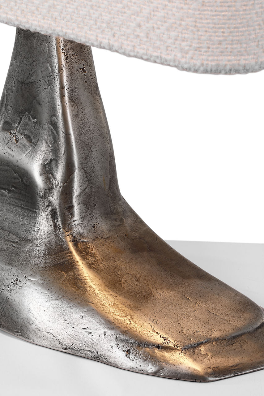 Terra-Forma 23" Left Table Lamp | Museum Pewter | Boucle Shade