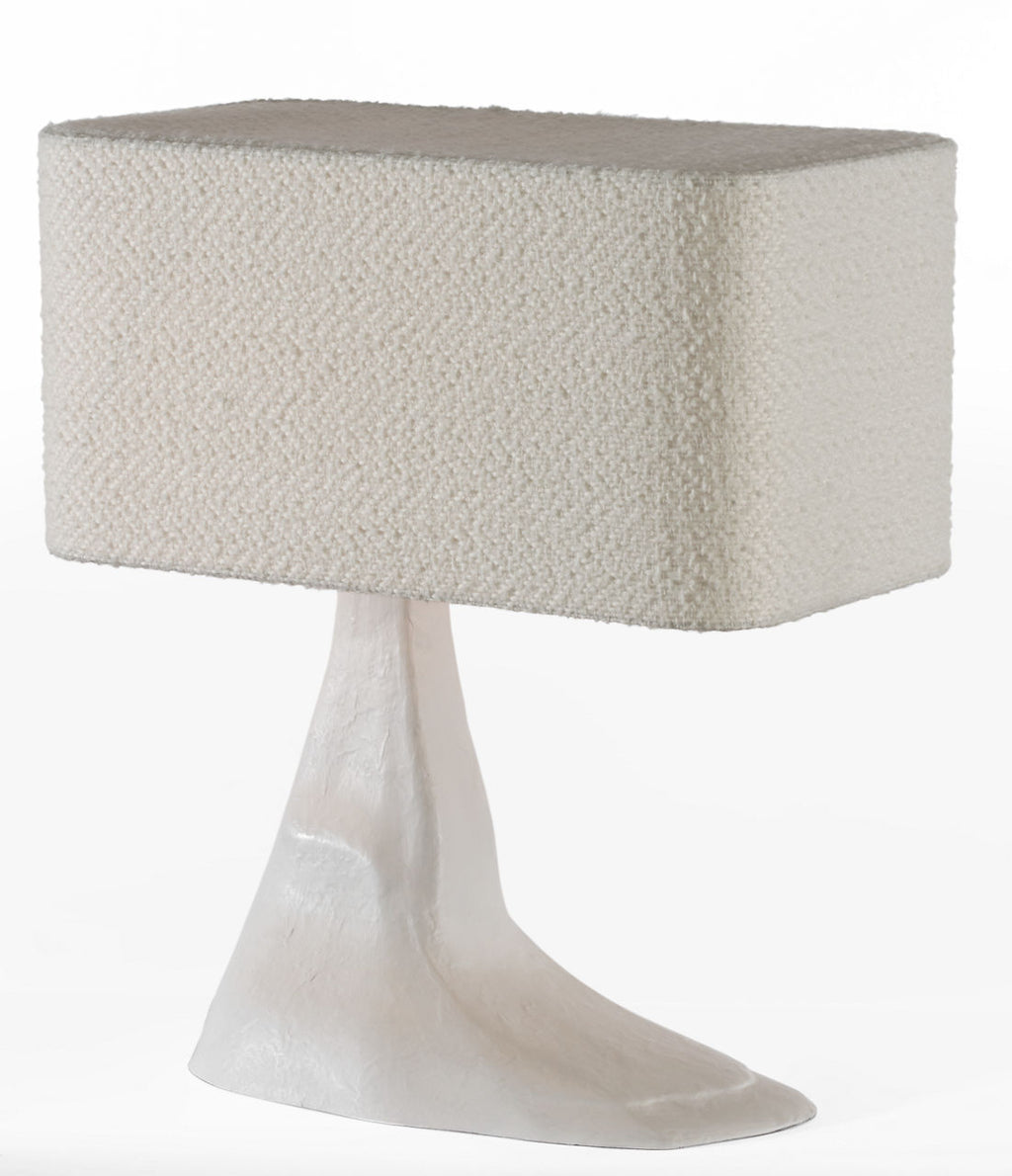 Terra-Forma 23" Left Table Lamp | Plaster White | Boucle Shade