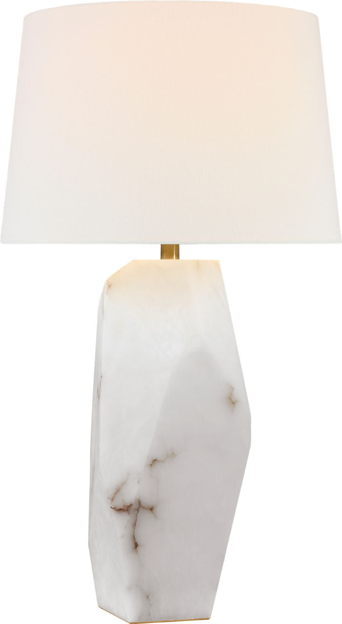 Crystallo 32" Faceted Table Lamp | Alabaster | Linen Shade