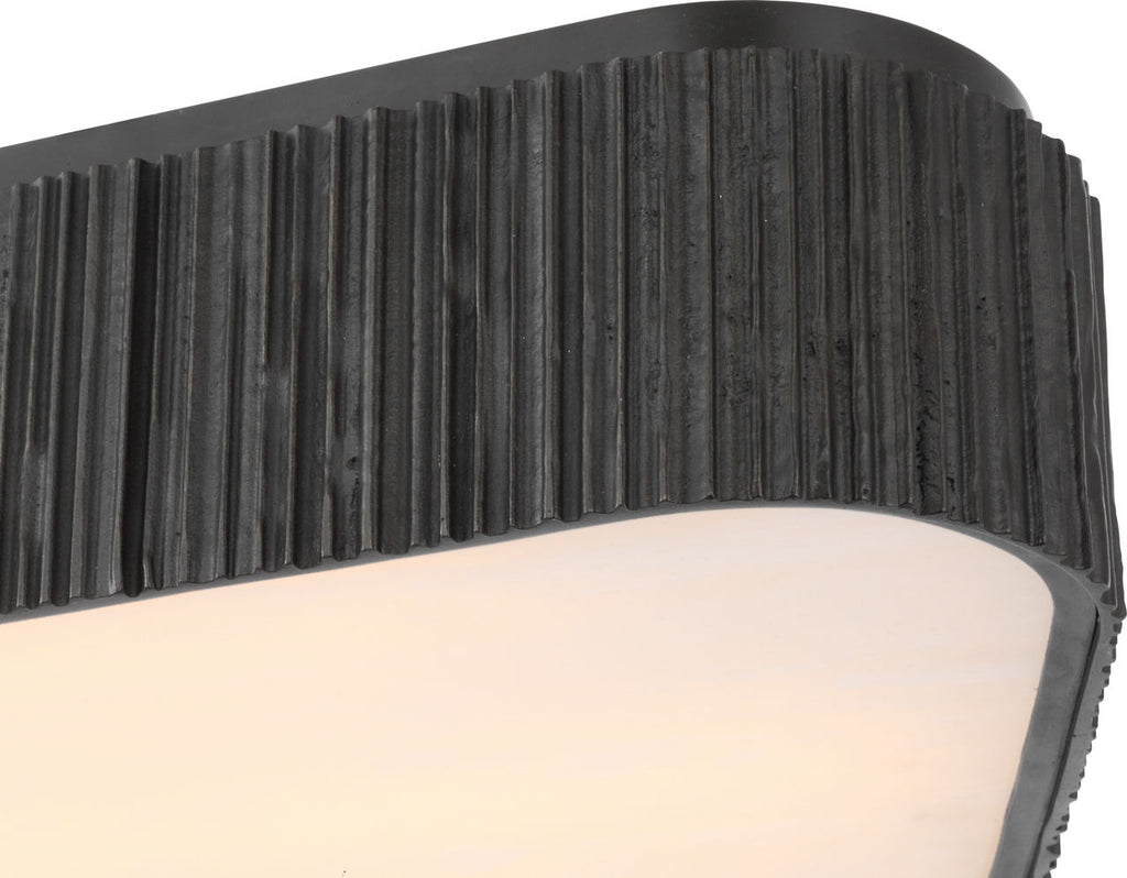 Fumar 21" Asymmetrical Flush Mount | Ridged Carbon | Alabaster