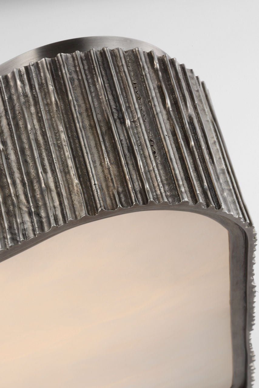 Fumar 21" Asymmetrical Flush Mount | Ridged Graphite | Alabaster
