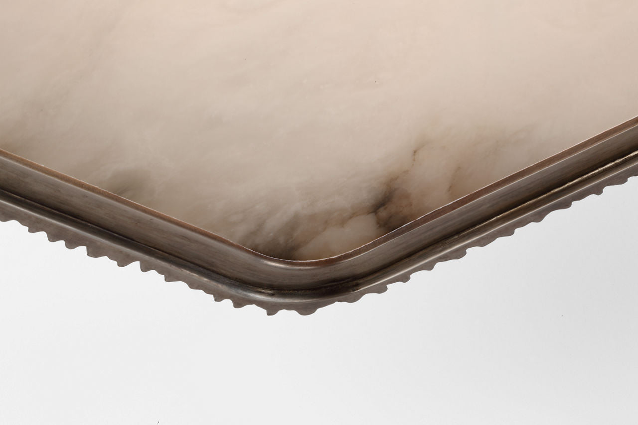 Fumar 21" Asymmetrical Flush Mount | Ridged Graphite | Alabaster