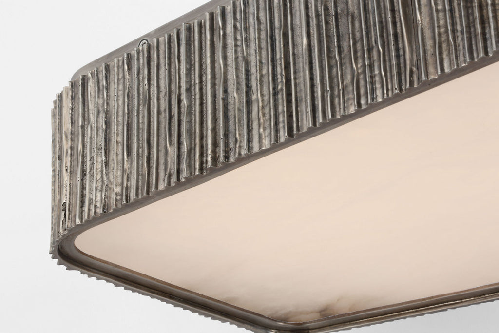 Fumar 21" Asymmetrical Flush Mount | Ridged Graphite | Alabaster