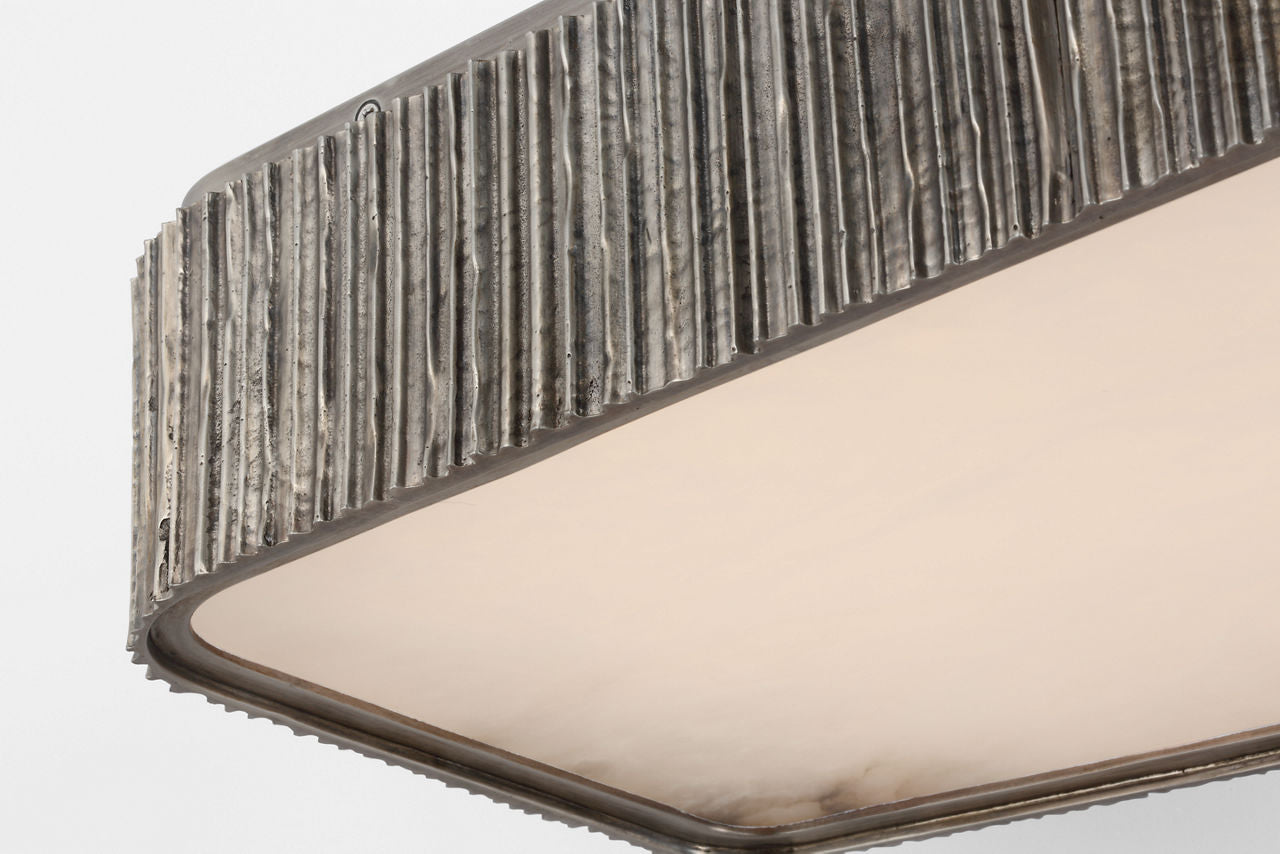 Fumar 21" Asymmetrical Flush Mount | Ridged Graphite | Alabaster