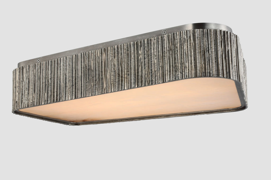Fumar 21" Asymmetrical Flush Mount | Ridged Graphite | Alabaster
