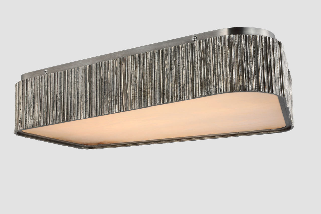 Fumar 21" Asymmetrical Flush Mount | Ridged Graphite | Alabaster