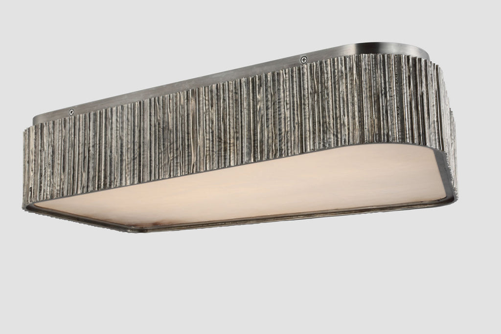 Fumar 21" Asymmetrical Flush Mount | Ridged Graphite | Alabaster