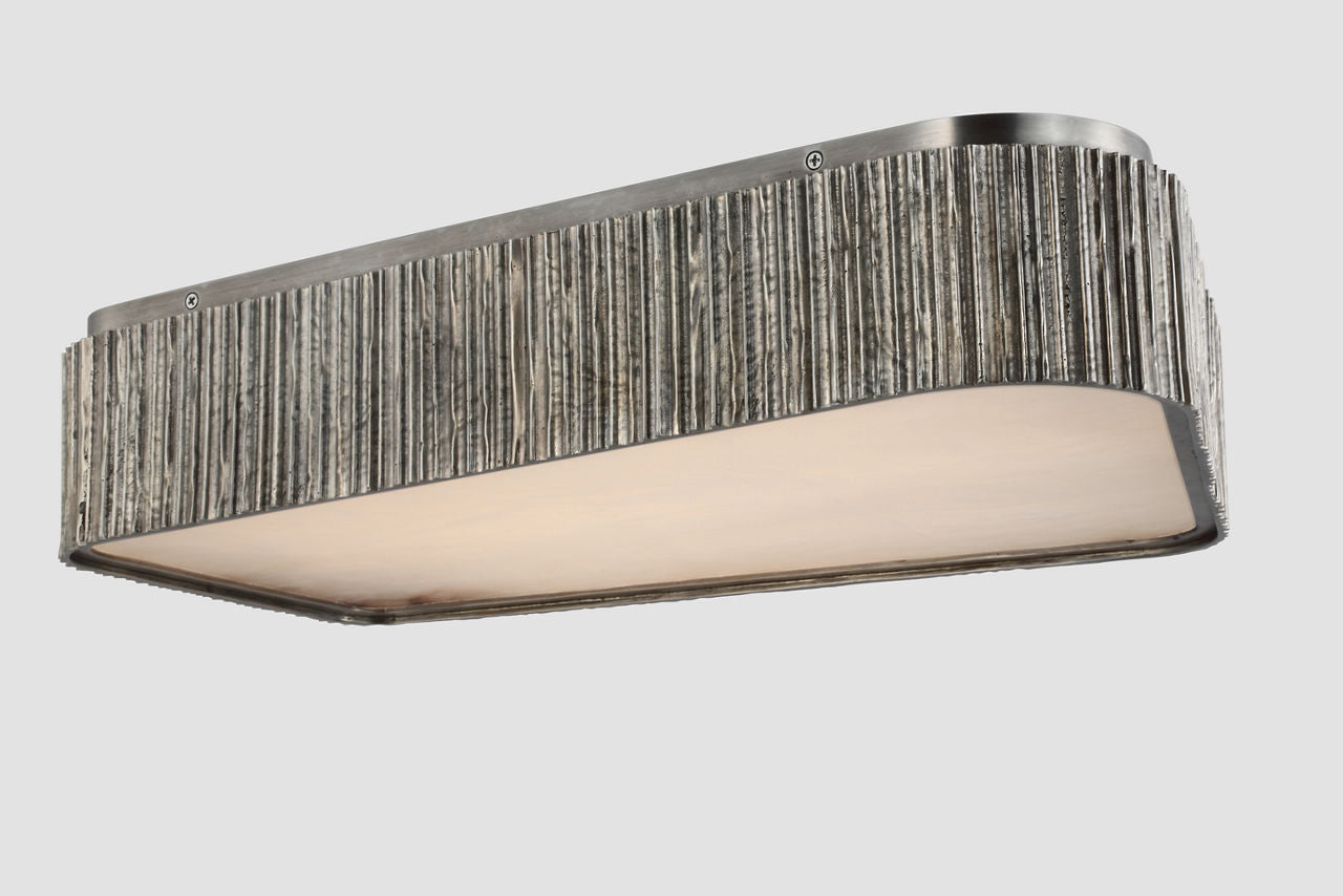 Fumar 21" Asymmetrical Flush Mount | Ridged Graphite | Alabaster