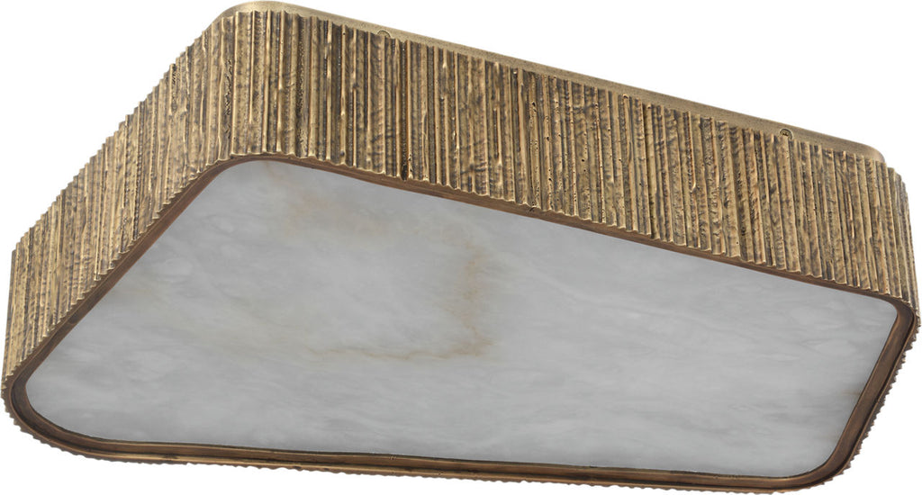 Fumar 21" Asymmetrical Flush Mount | Ridged Tombac | Alabaster