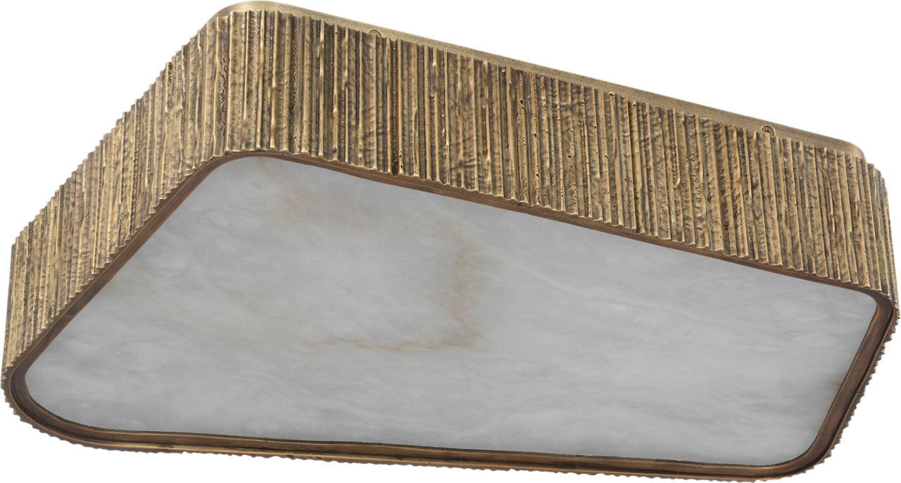 Fumar 21" Asymmetrical Flush Mount | Ridged Tombac | Alabaster
