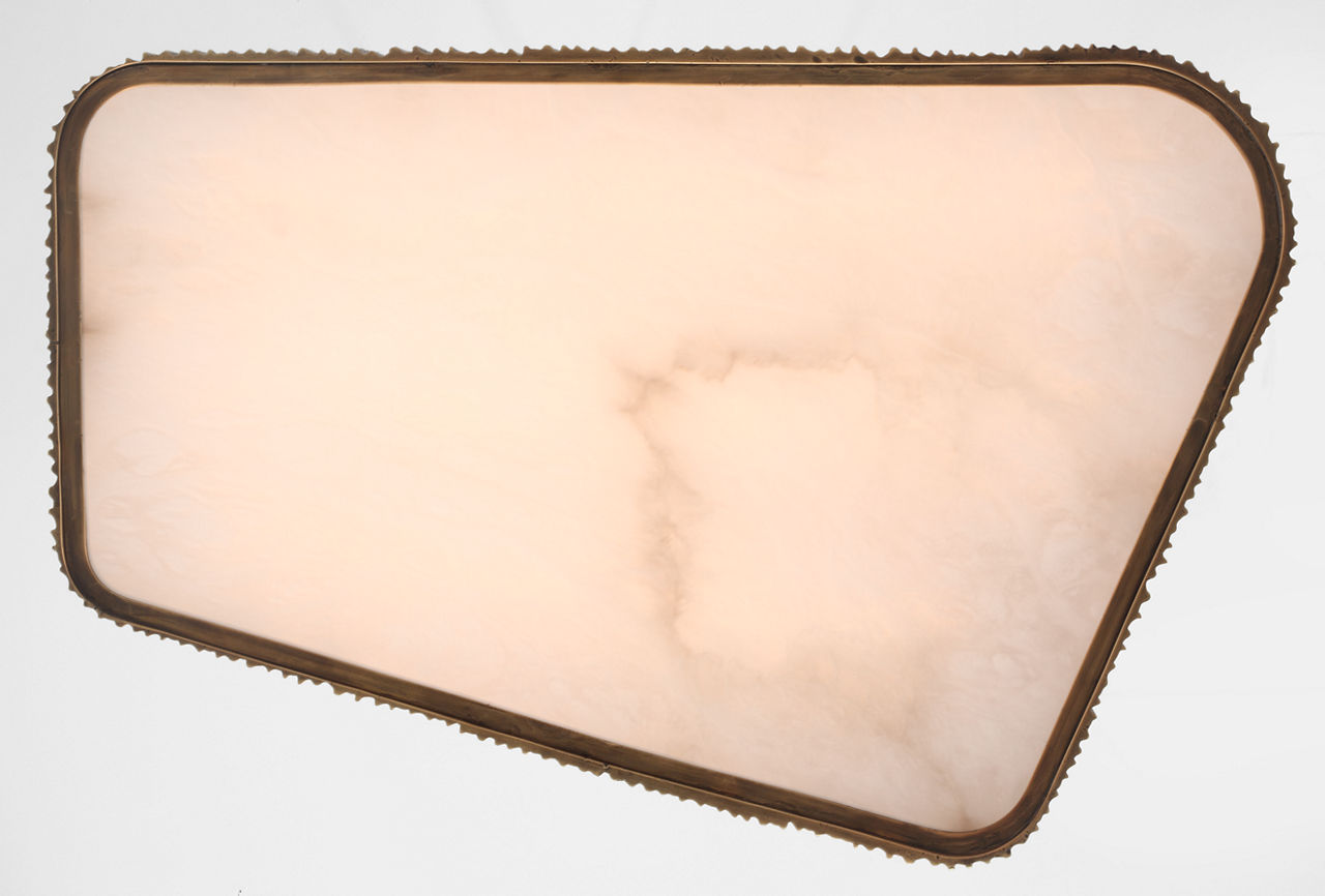 Fumar 21" Asymmetrical Flush Mount | Ridged Tombac | Alabaster