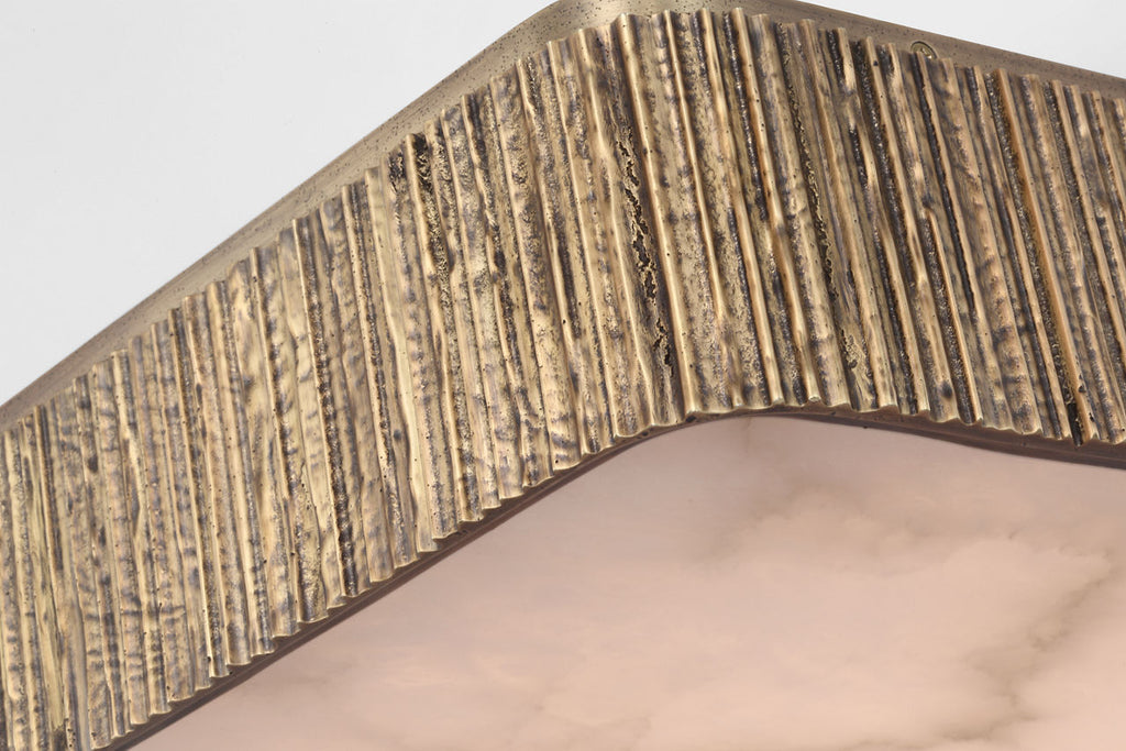 Fumar 21" Asymmetrical Flush Mount | Ridged Tombac | Alabaster
