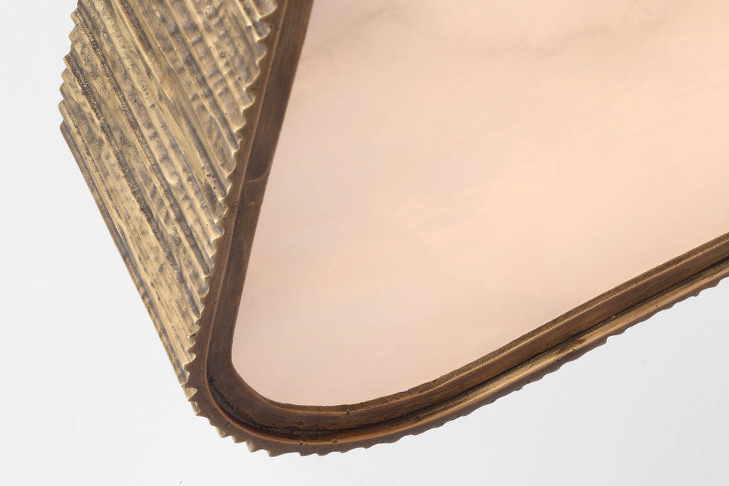 Fumar 21" Asymmetrical Flush Mount | Ridged Tombac | Alabaster