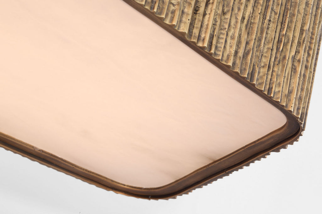 Fumar 21" Asymmetrical Flush Mount | Ridged Tombac | Alabaster