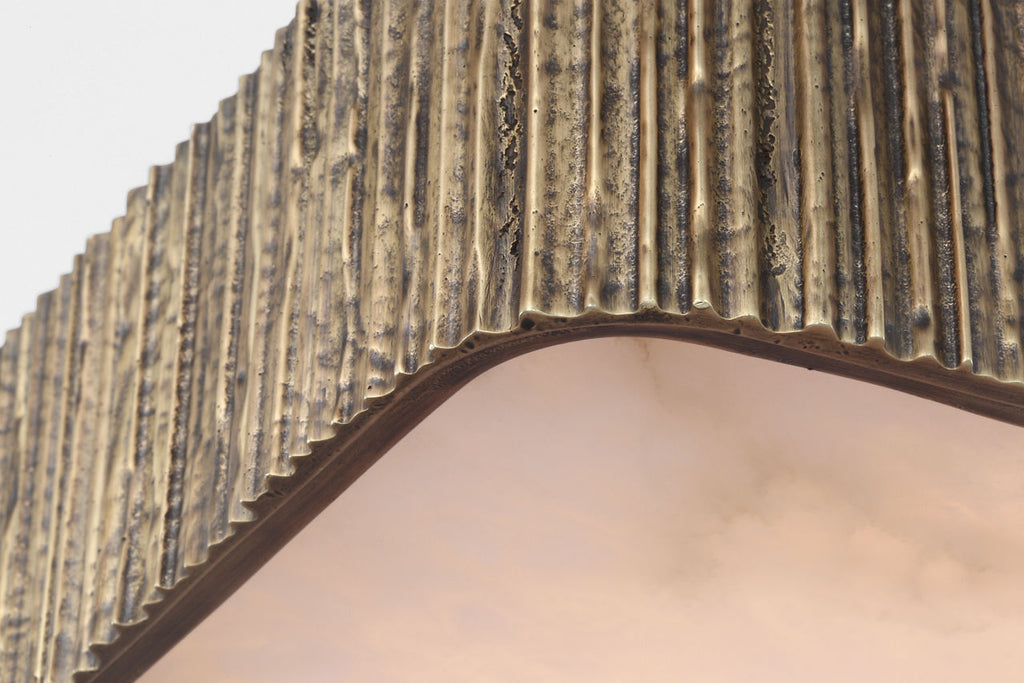 Fumar 21" Asymmetrical Flush Mount | Ridged Tombac | Alabaster