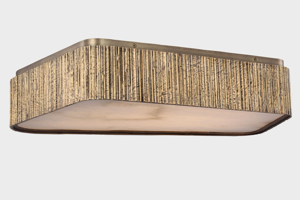 Fumar 21" Asymmetrical Flush Mount | Ridged Tombac | Alabaster