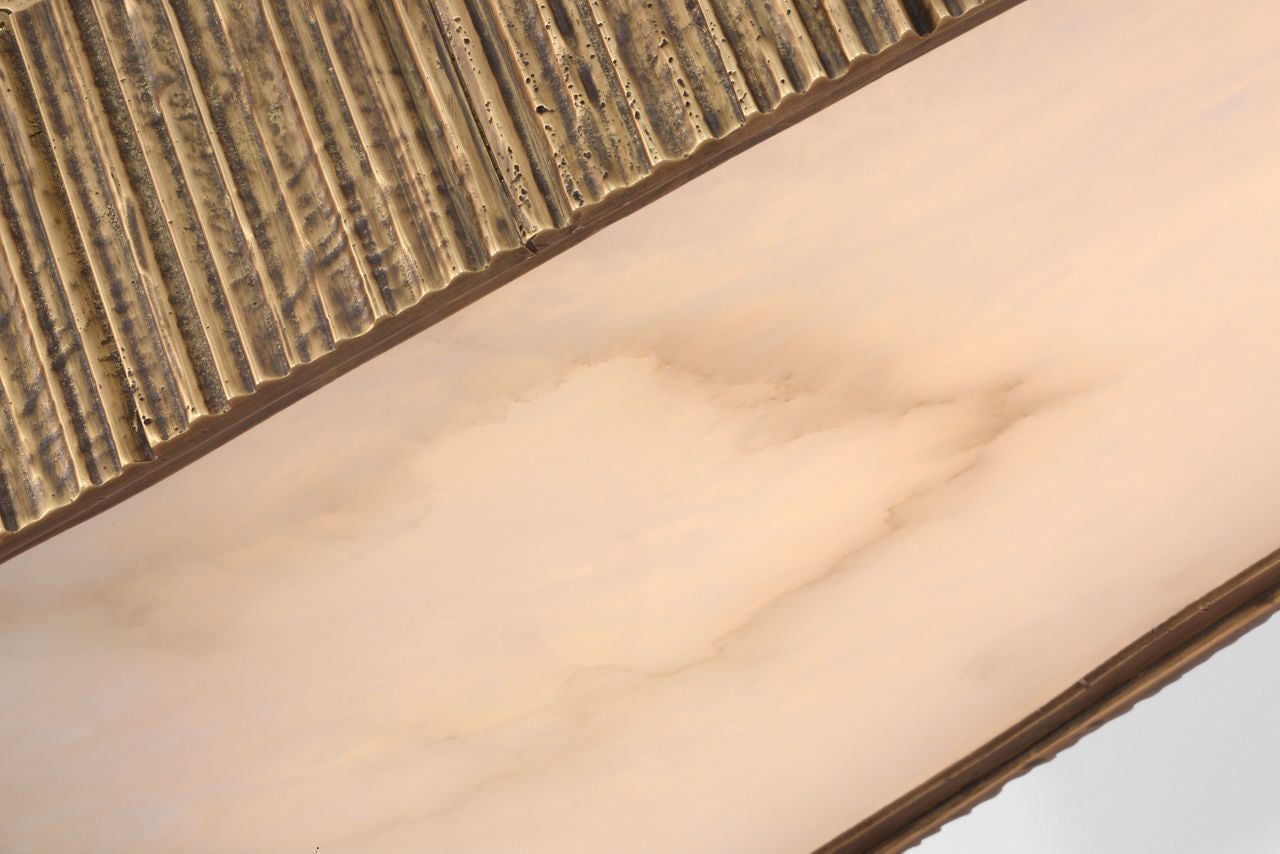 Fumar 21" Asymmetrical Flush Mount | Ridged Tombac | Alabaster
