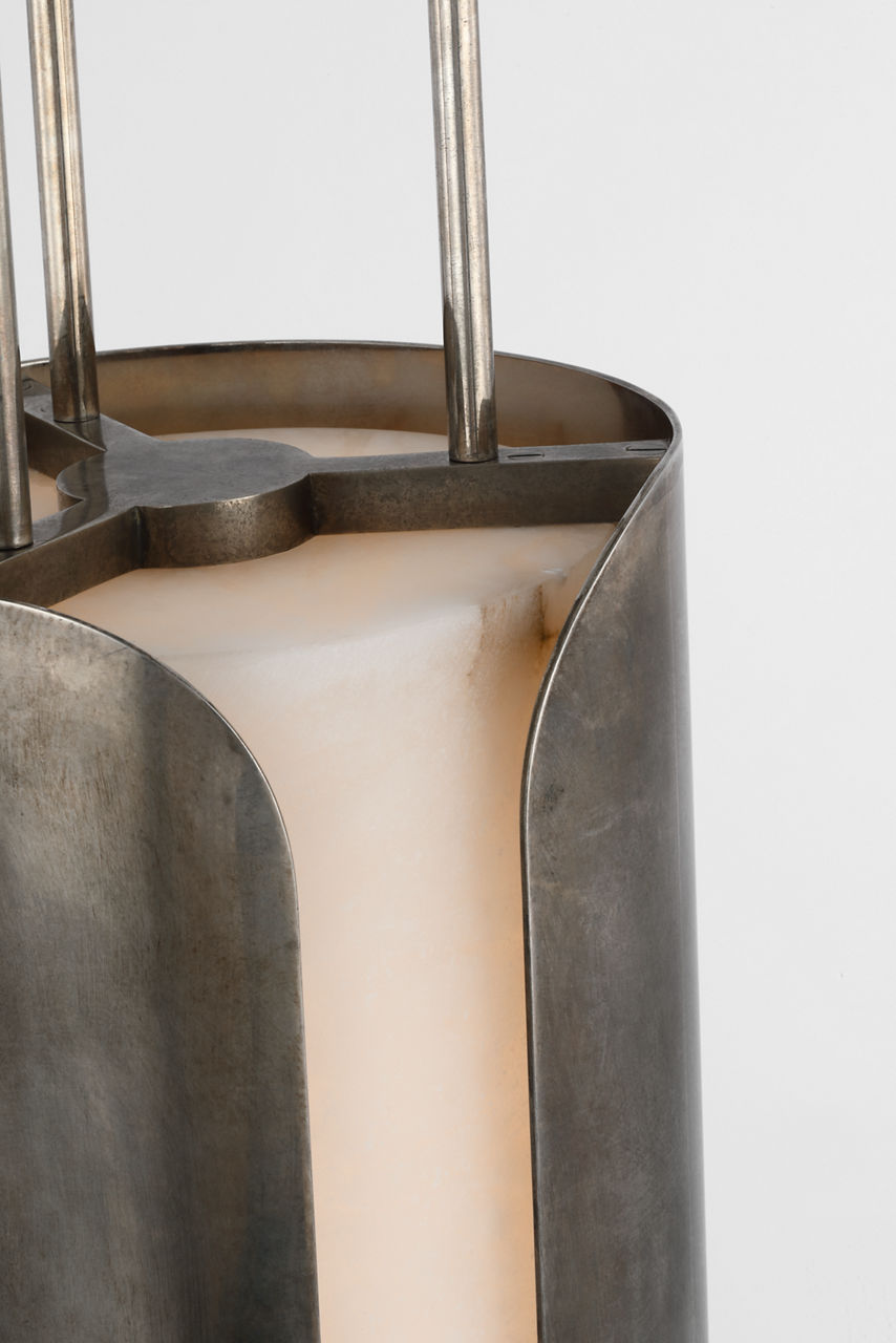 Armise 8" Pendant | Mottled Pewter | Alabaster
