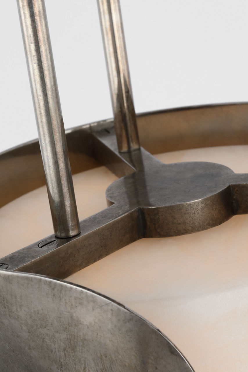 Armise 8" Pendant | Mottled Pewter | Alabaster