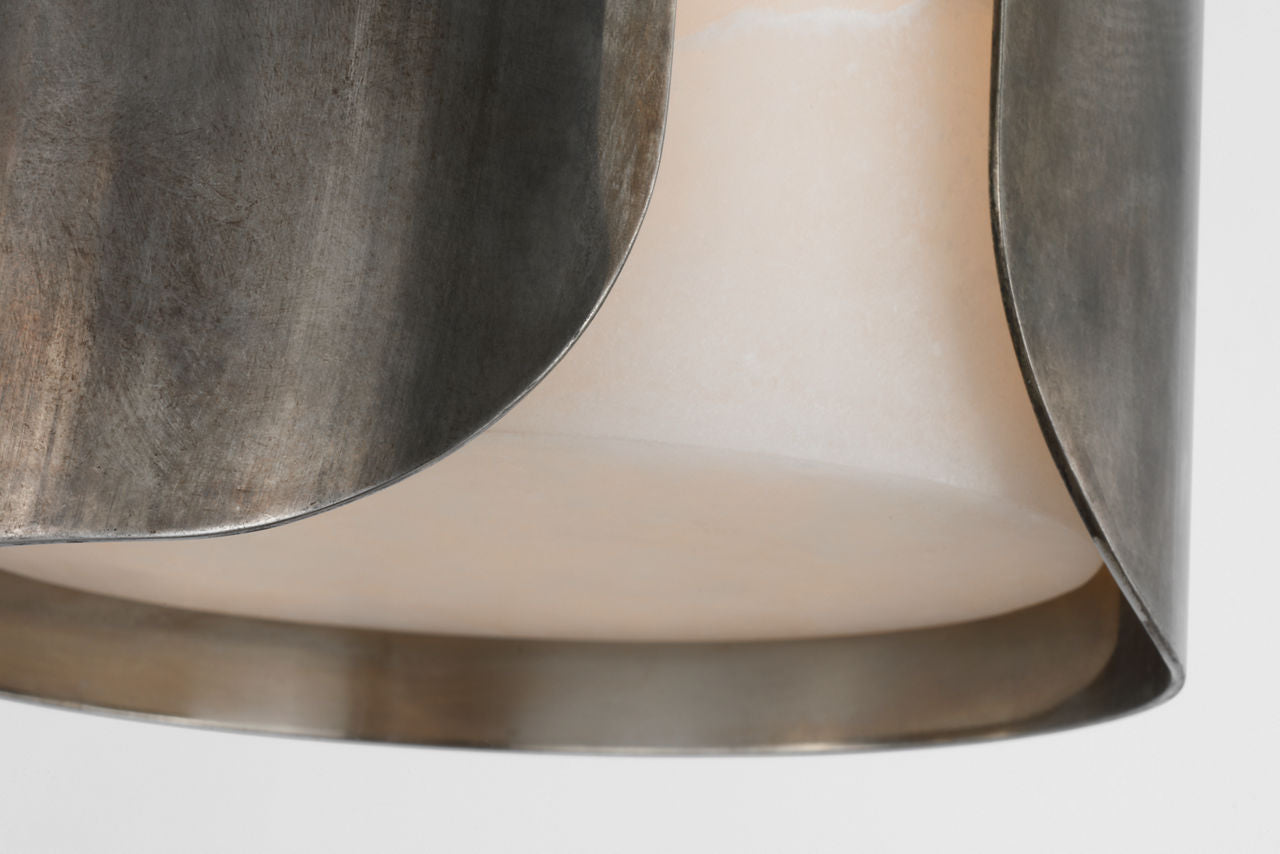 Armise 8" Pendant | Mottled Pewter | Alabaster