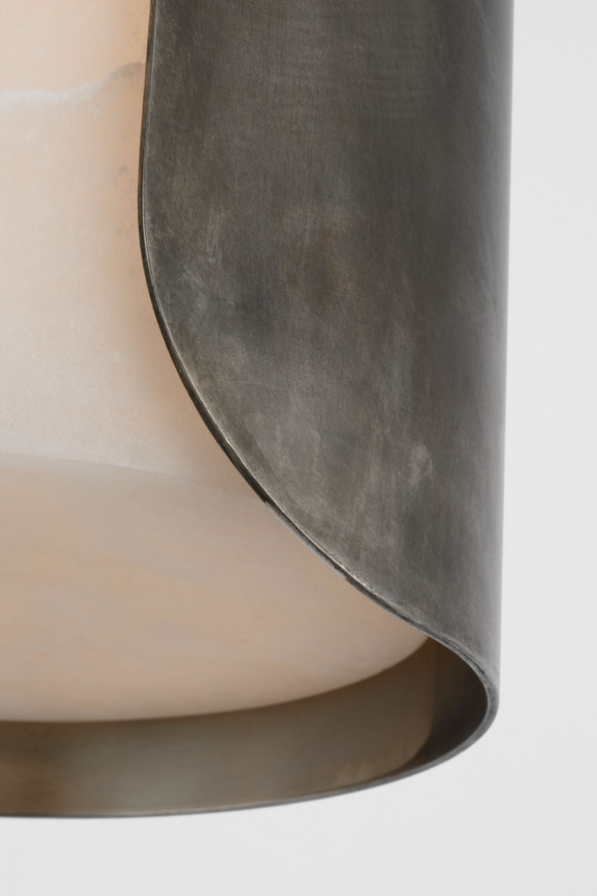 Armise 8" Pendant | Mottled Pewter | Alabaster