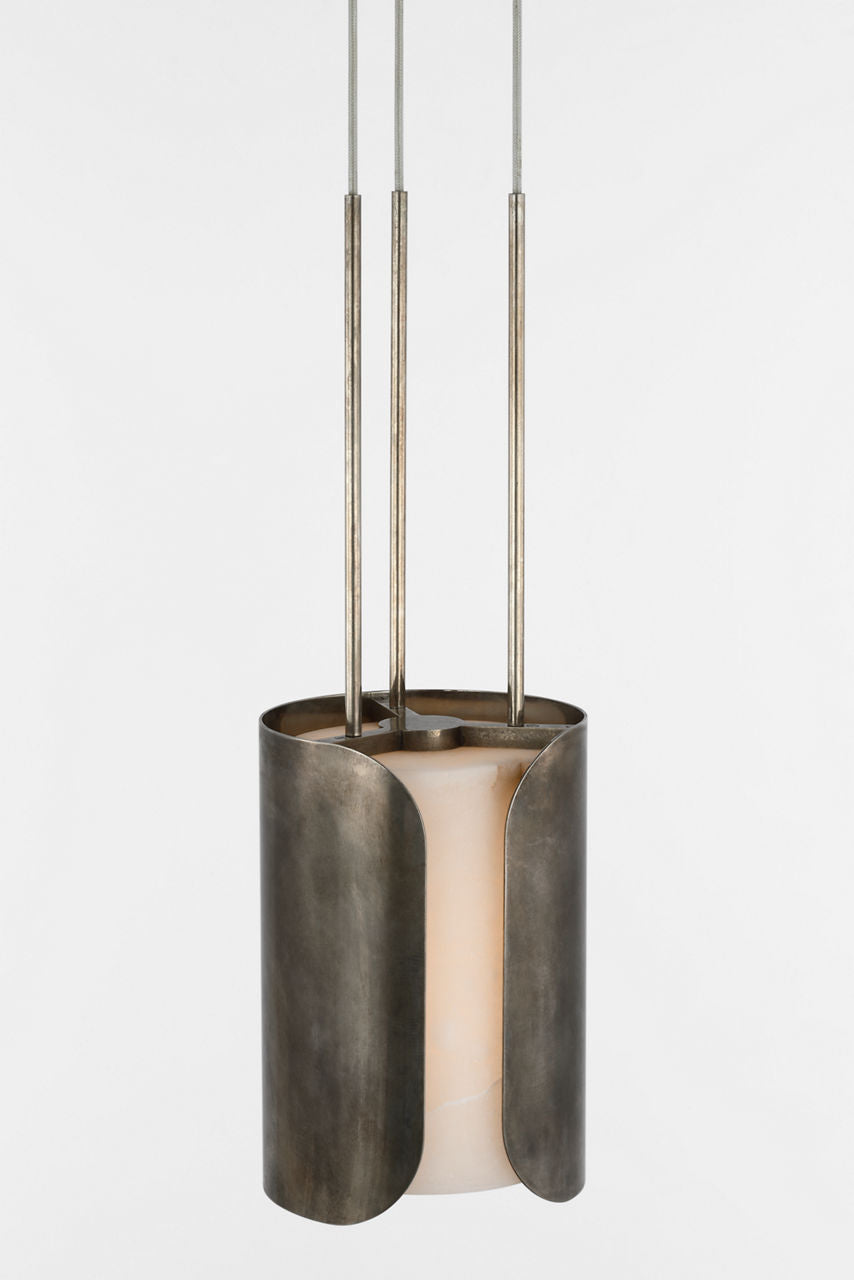 Armise 8" Pendant | Mottled Pewter | Alabaster