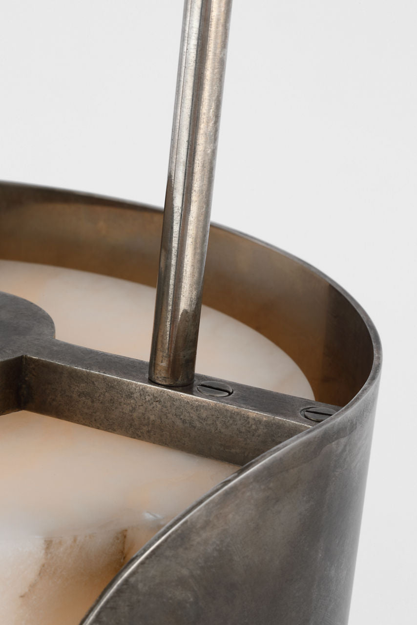 Armise 8" Pendant | Mottled Pewter | Alabaster