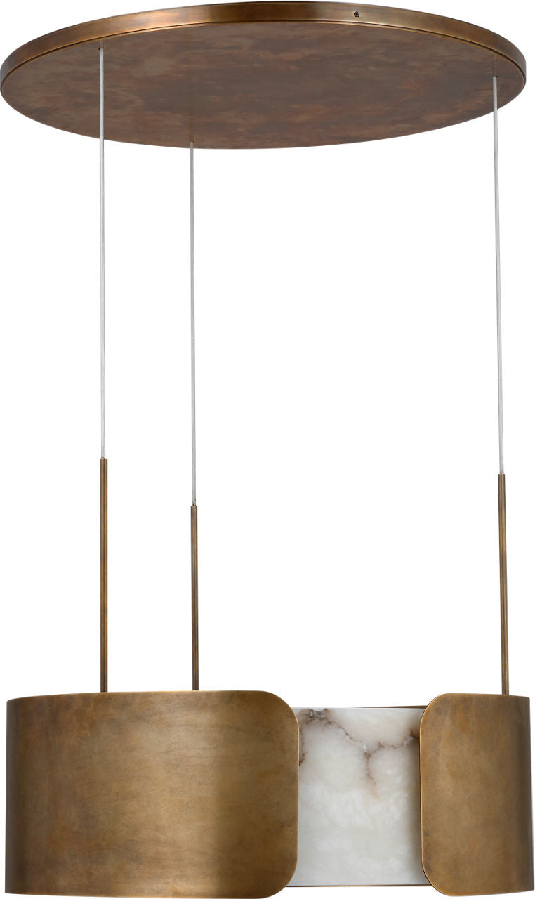 Armise 28" Drum Chandelier | Mottled Brass | Alabaster