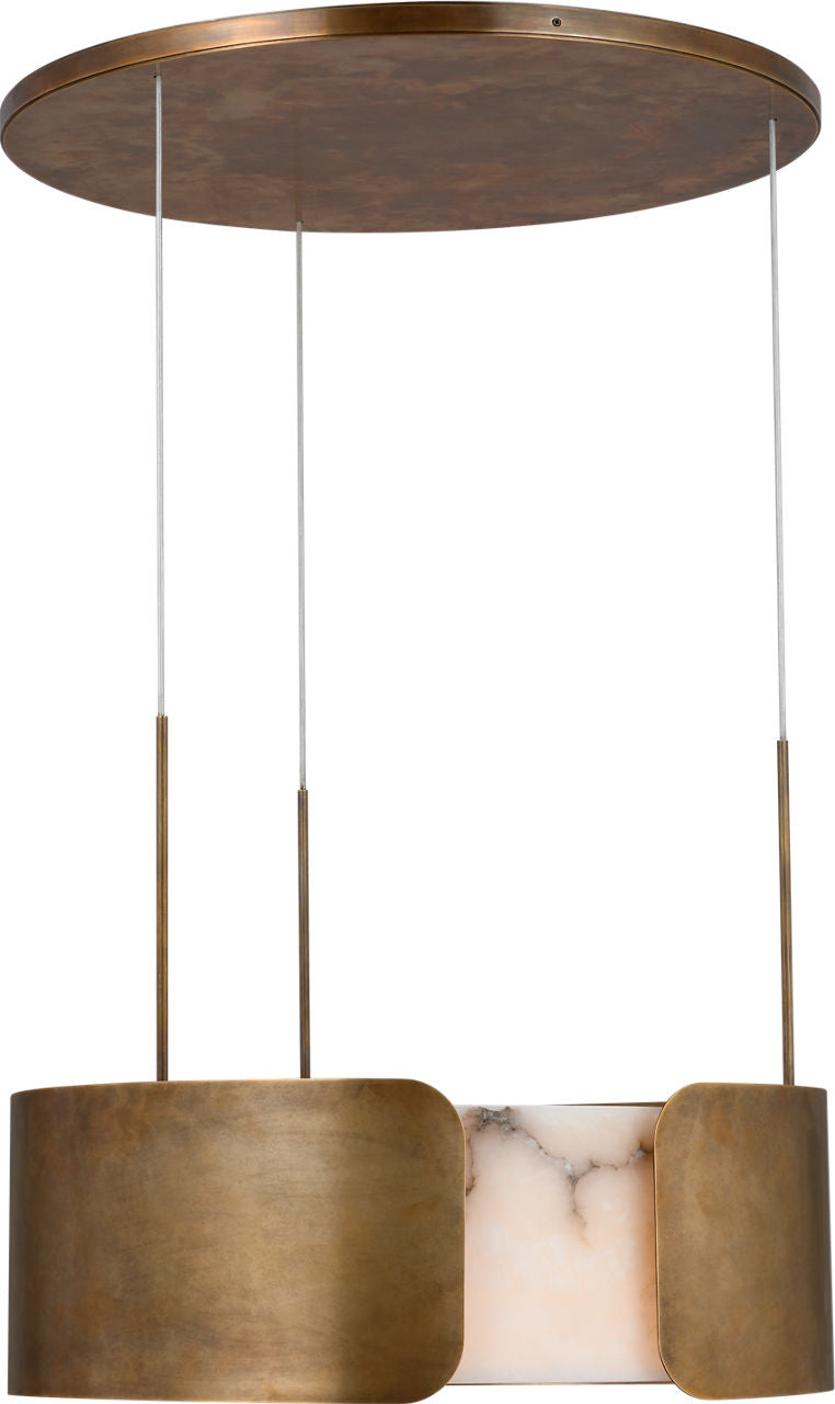 Armise 28" Drum Chandelier | Mottled Brass | Alabaster