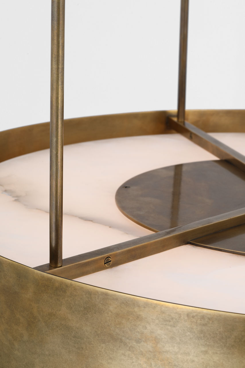 Armise 28" Drum Chandelier | Mottled Brass | Alabaster