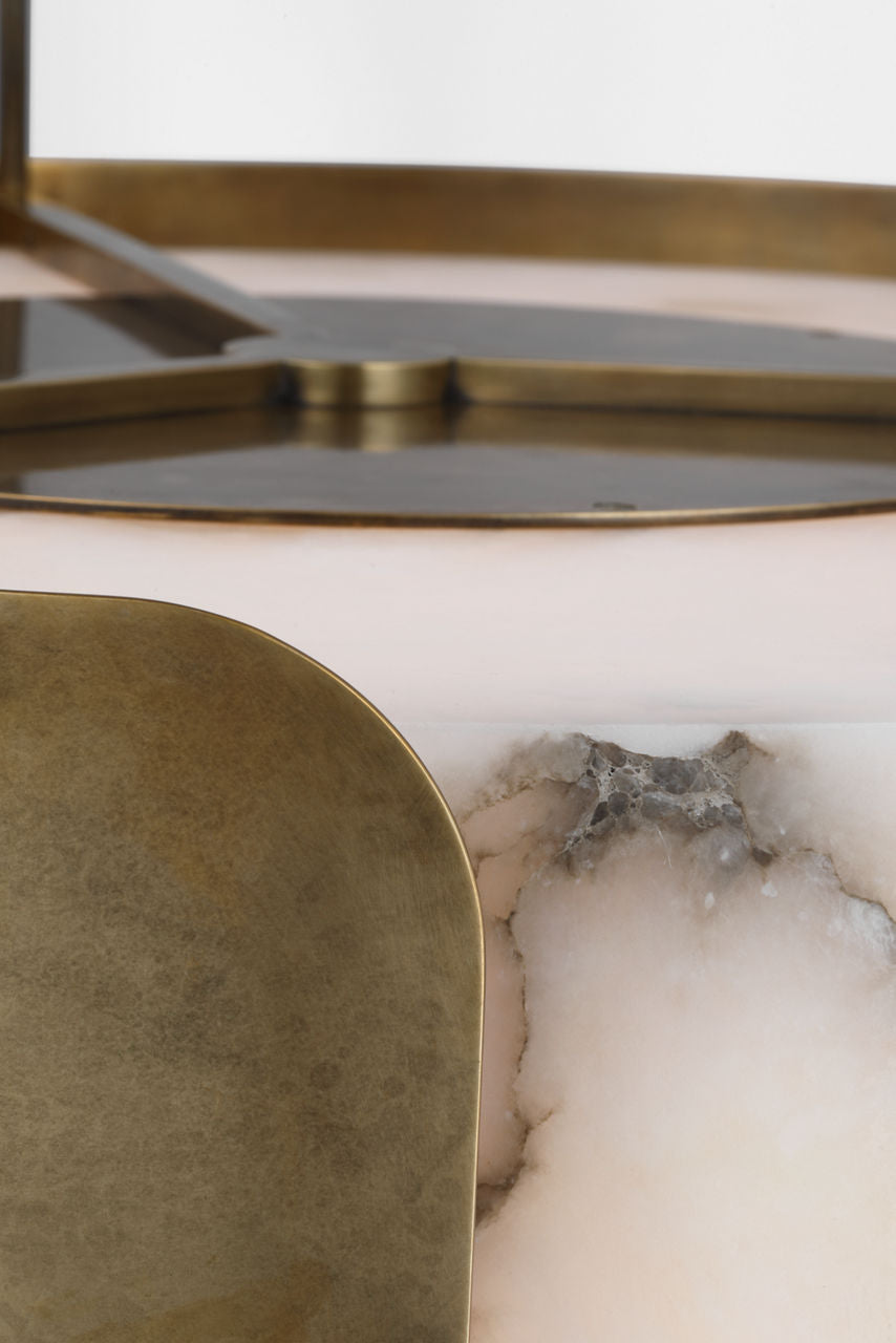 Armise 28" Drum Chandelier | Mottled Brass | Alabaster