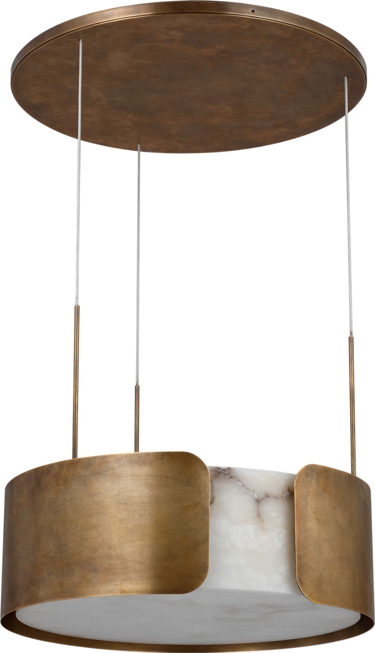 Armise 28" Drum Chandelier | Mottled Brass | Alabaster