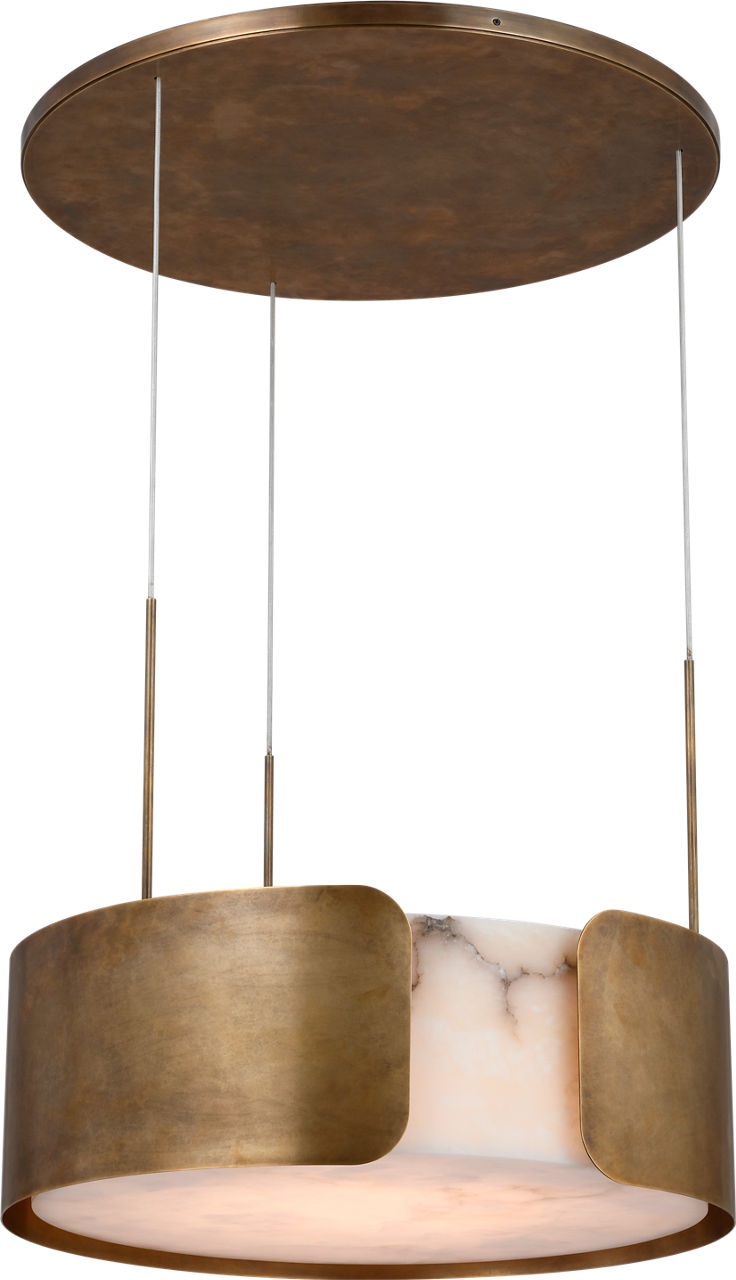 Armise 28" Drum Chandelier | Mottled Brass | Alabaster
