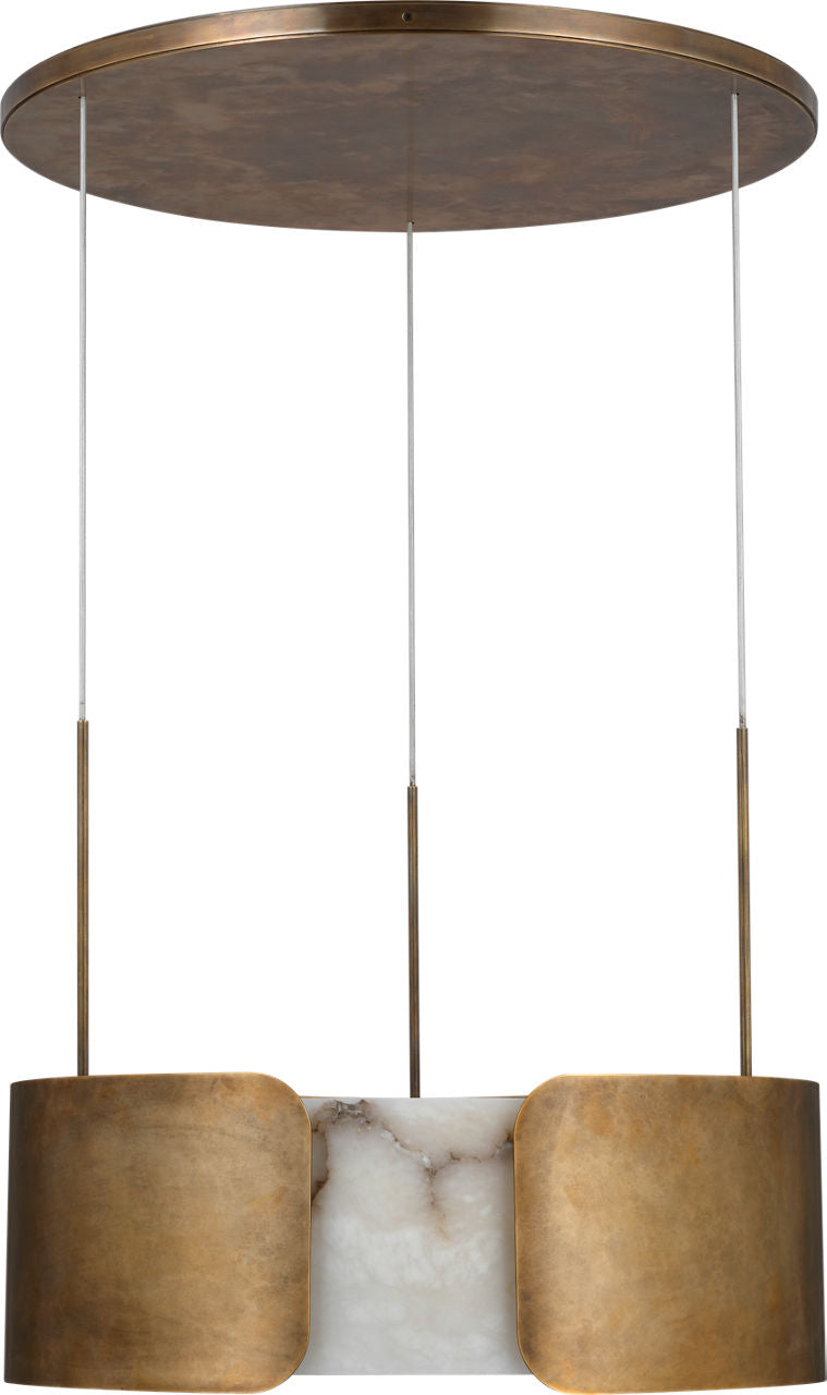 Armise 28" Drum Chandelier | Mottled Brass | Alabaster