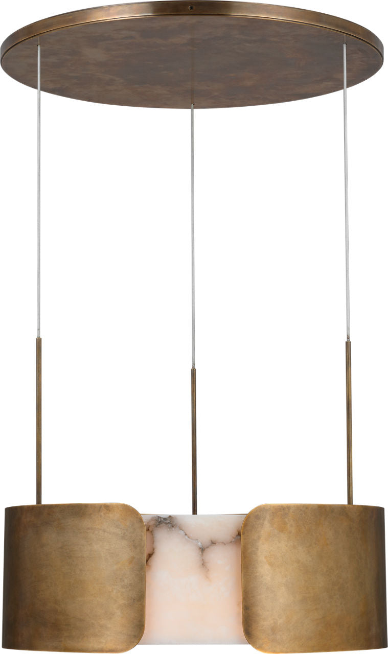 Armise 28" Drum Chandelier | Mottled Brass | Alabaster