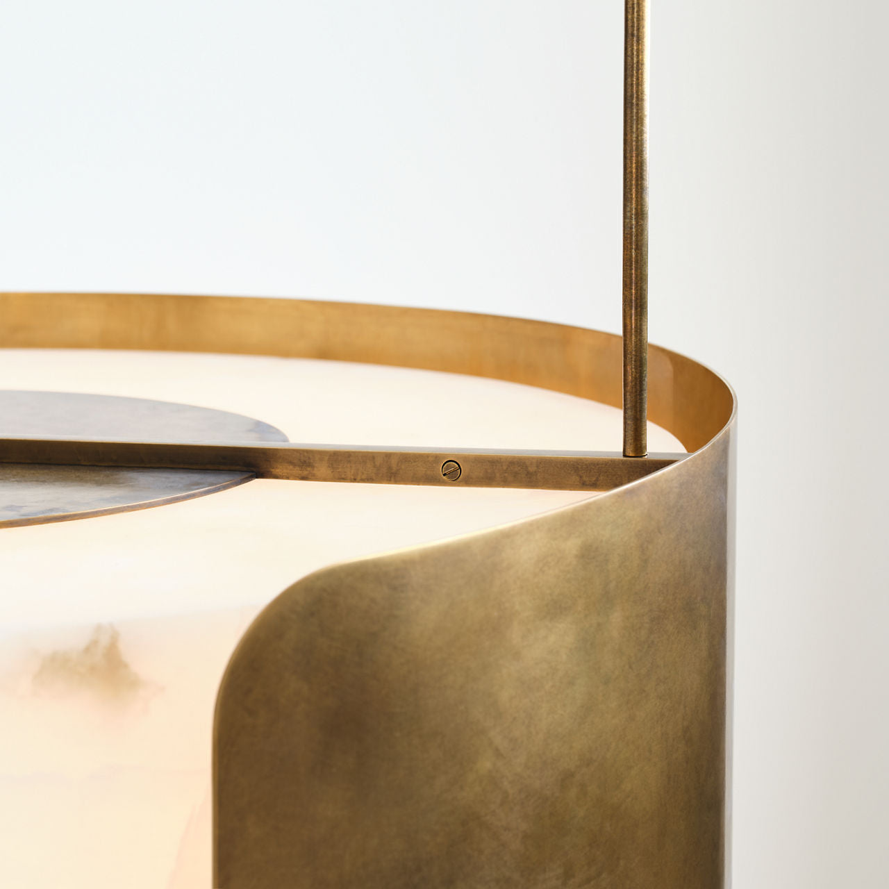 Armise 28" Drum Chandelier | Mottled Brass | Alabaster