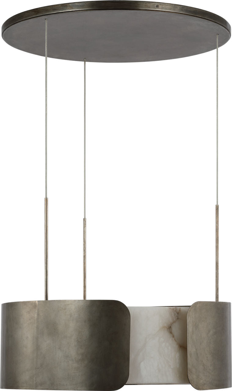 Armise 28" Drum Chandelier | Mottled Pewter | Alabaster