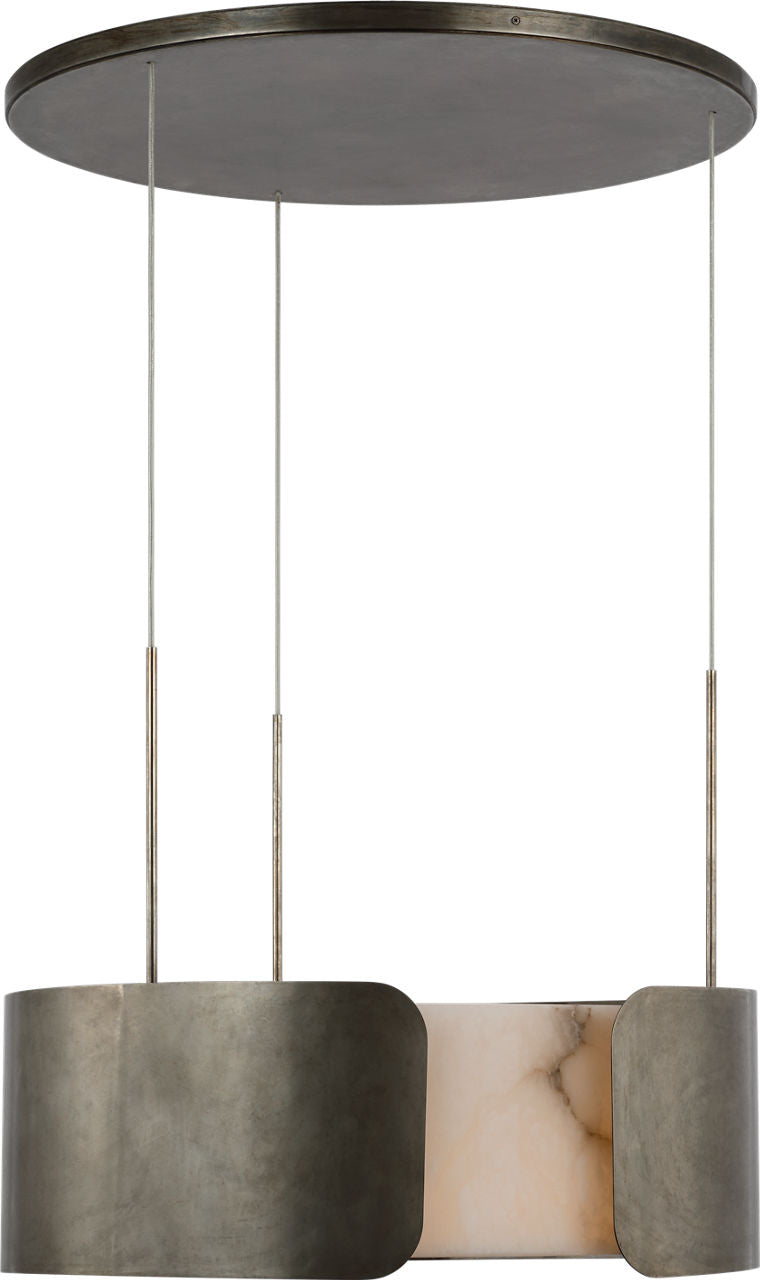 Armise 28" Drum Chandelier | Mottled Pewter | Alabaster