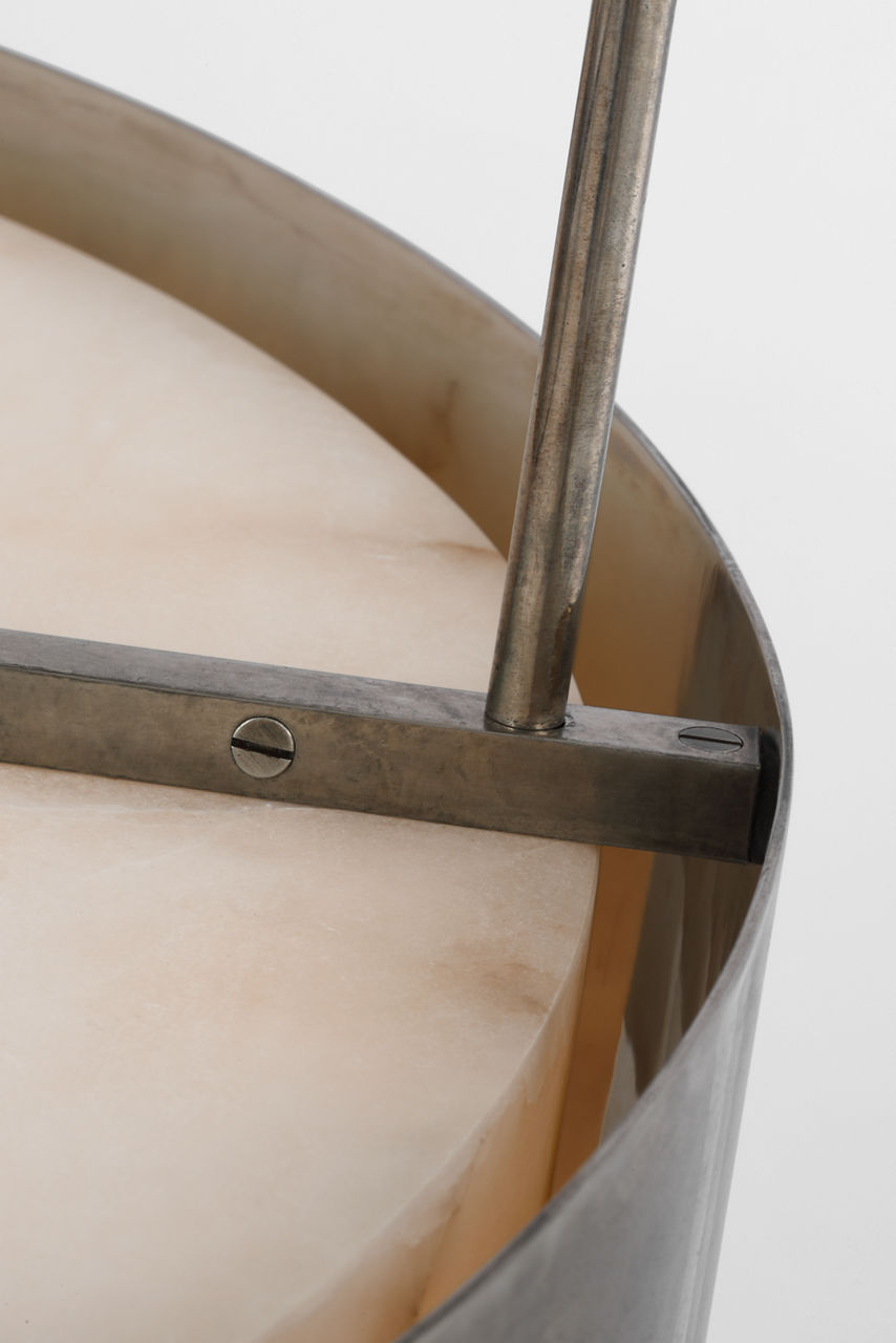 Armise 28" Drum Chandelier | Mottled Pewter | Alabaster
