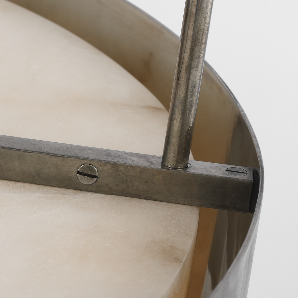 Armise 28" Drum Chandelier | Mottled Pewter | Alabaster
