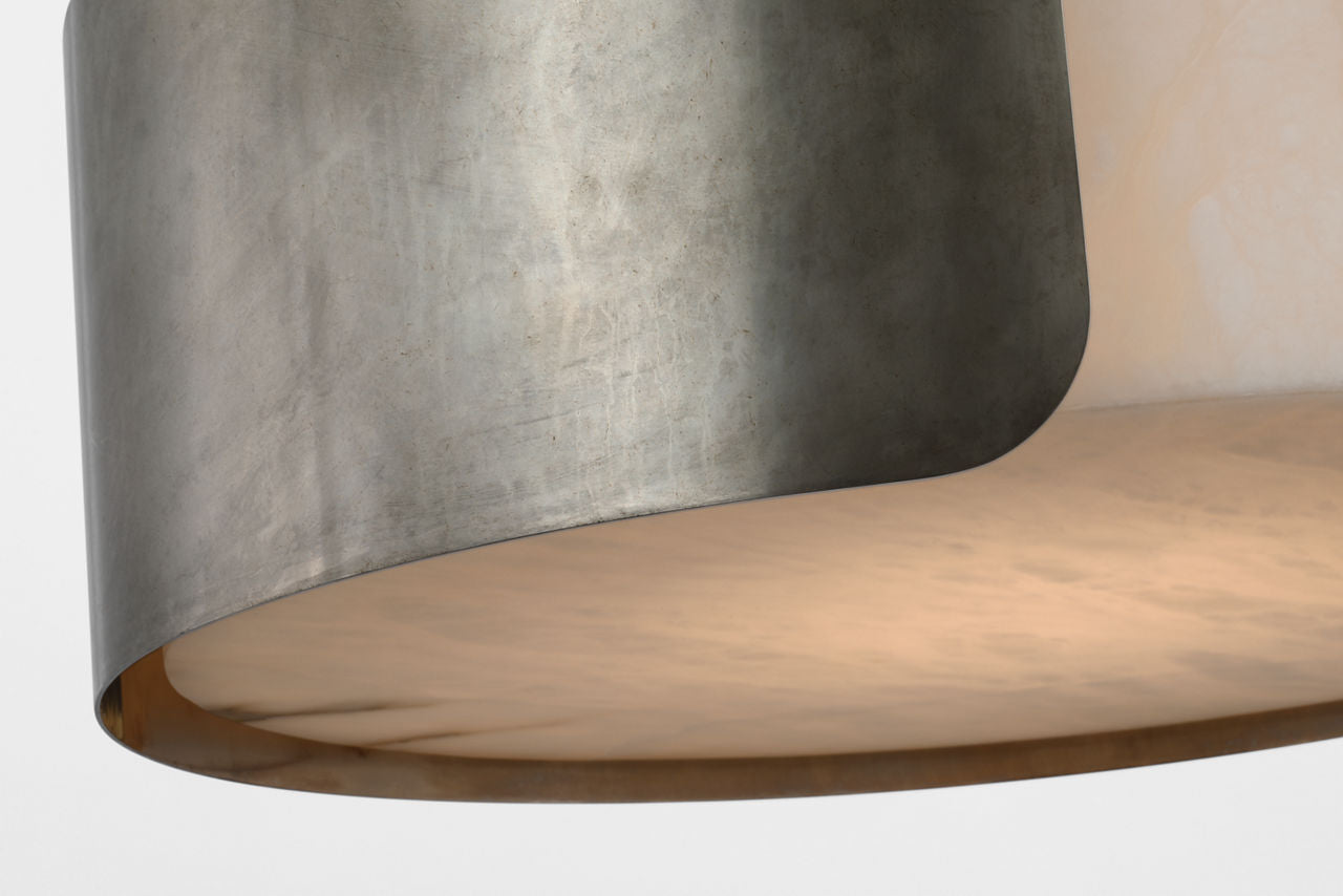Armise 28" Drum Chandelier | Mottled Pewter | Alabaster