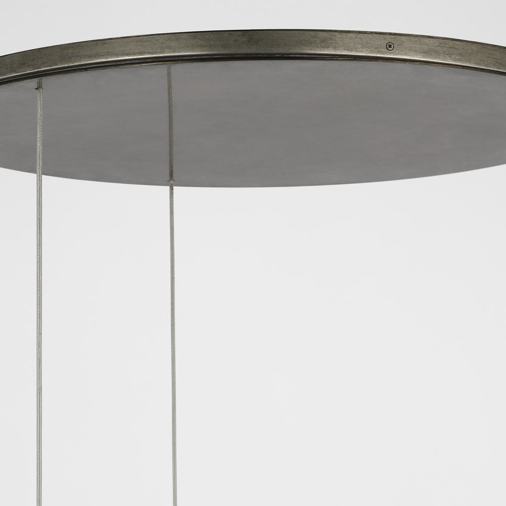 Armise 28" Drum Chandelier | Mottled Pewter | Alabaster