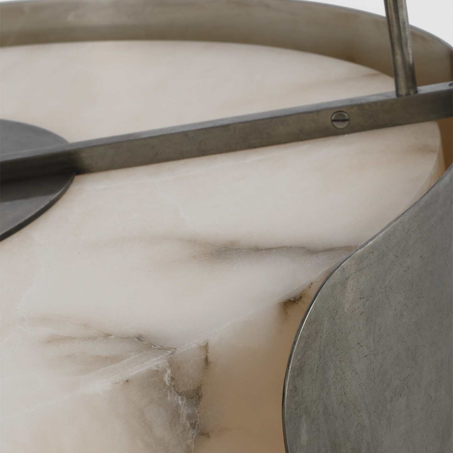 Armise 28" Drum Chandelier | Mottled Pewter | Alabaster