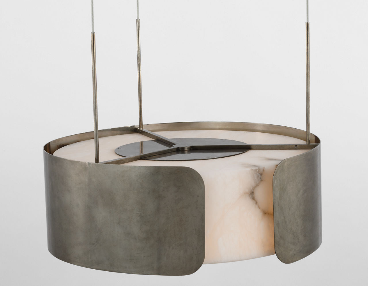 Armise 28" Drum Chandelier | Mottled Pewter | Alabaster