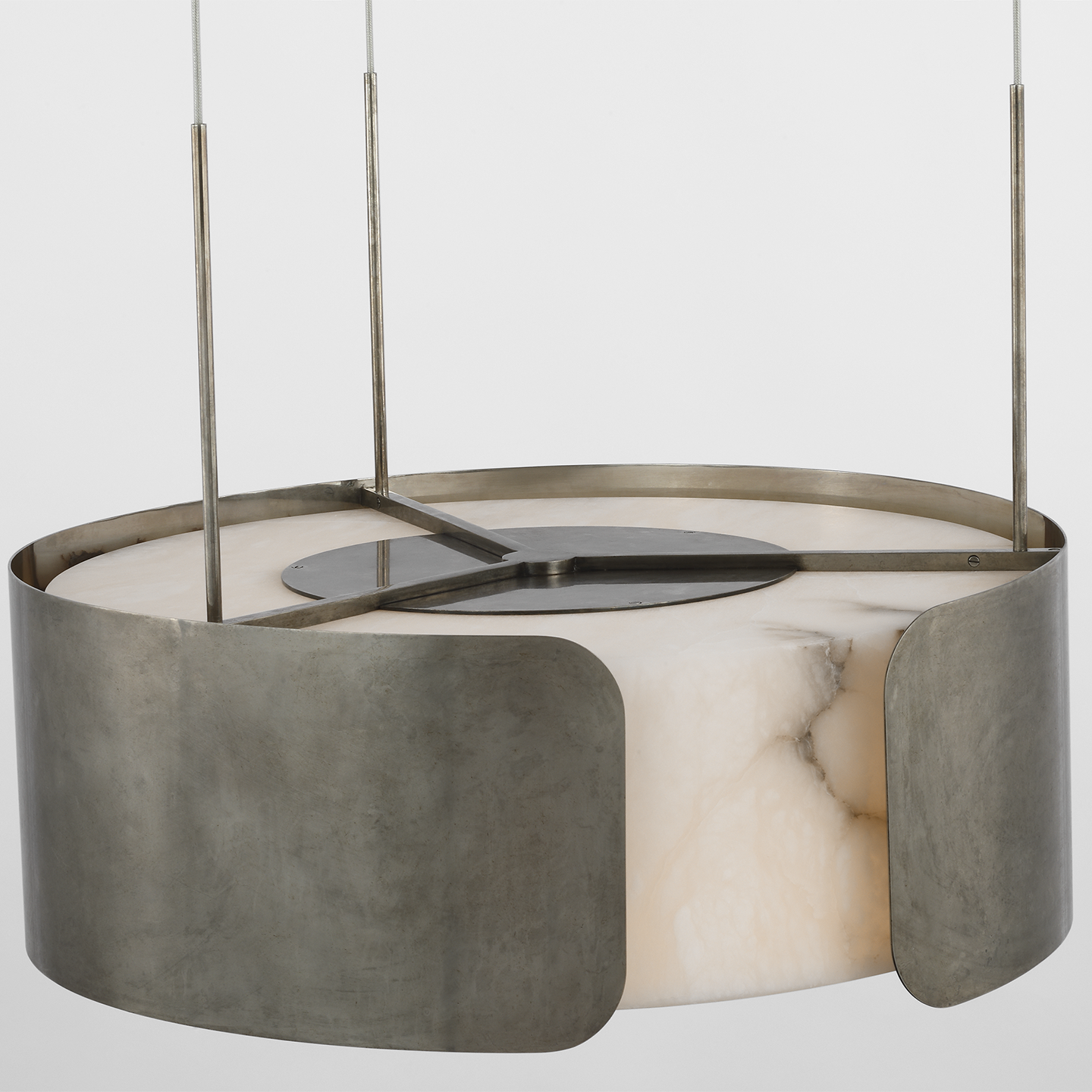 Armise 28" Drum Chandelier | Mottled Pewter | Alabaster