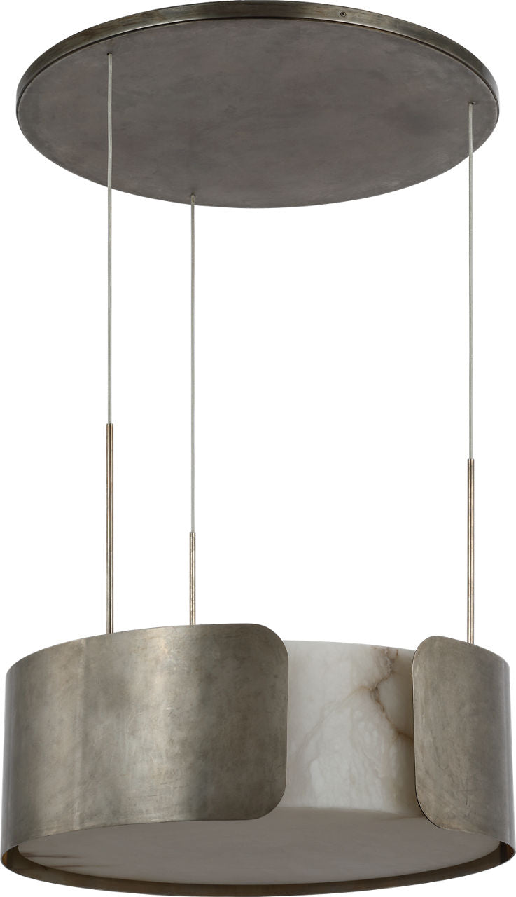 Armise 28" Drum Chandelier | Mottled Pewter | Alabaster