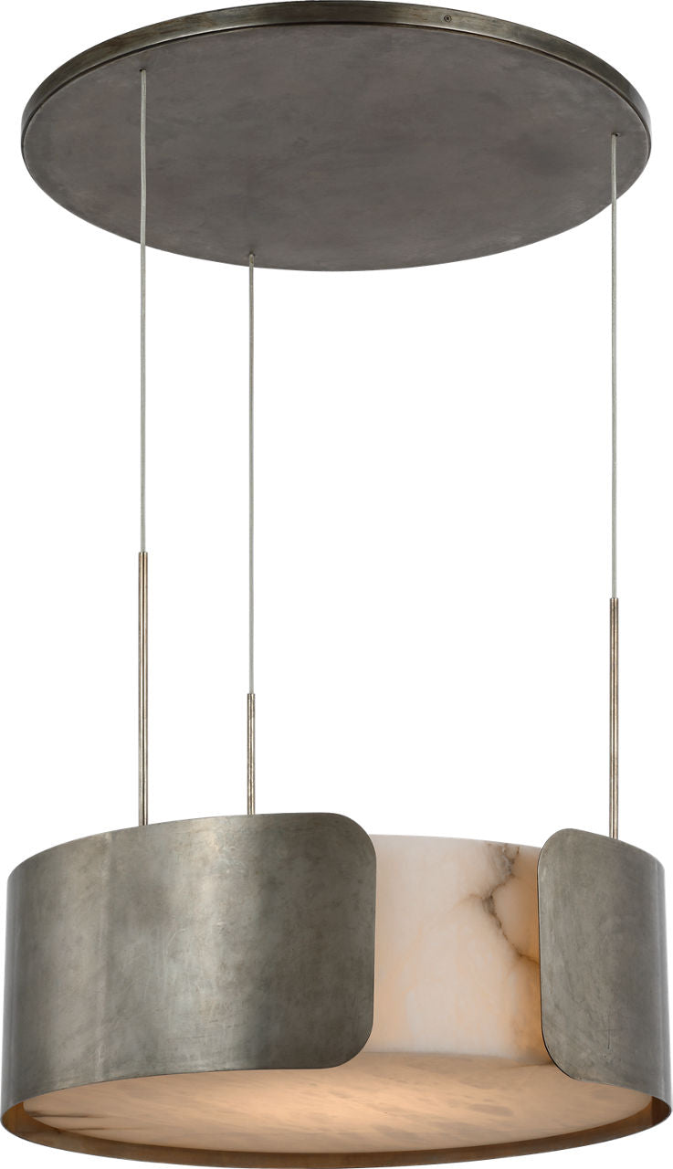 Armise 28" Drum Chandelier | Mottled Pewter | Alabaster